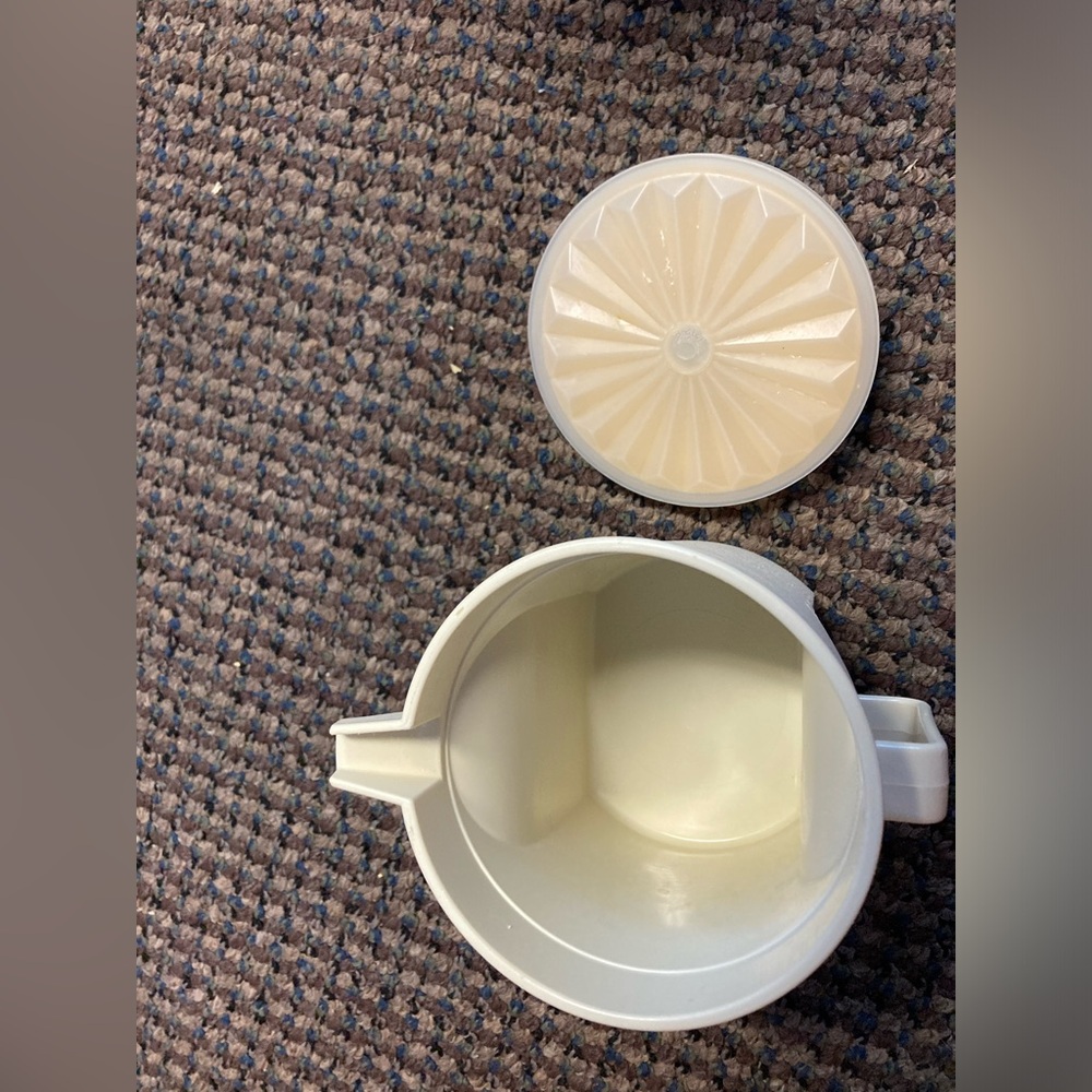 Tupperware Vintage 70's Creamer or Sugar pitcher Push n Seal Tan Harvest Gold
